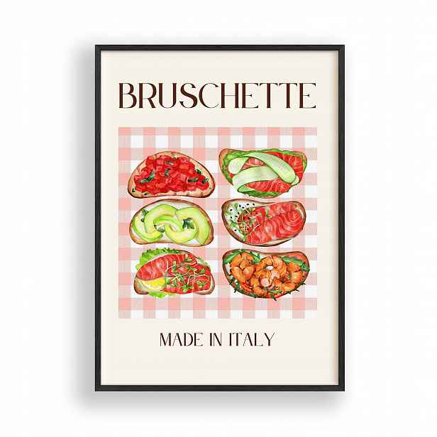 Obraz Bruschette Made in Italy Rámeček Dřevěný Černý 30x42 cm