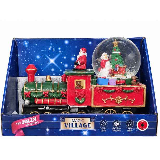 Vánoční vlak Magic Village Led se sněhovou koulí a hudbou