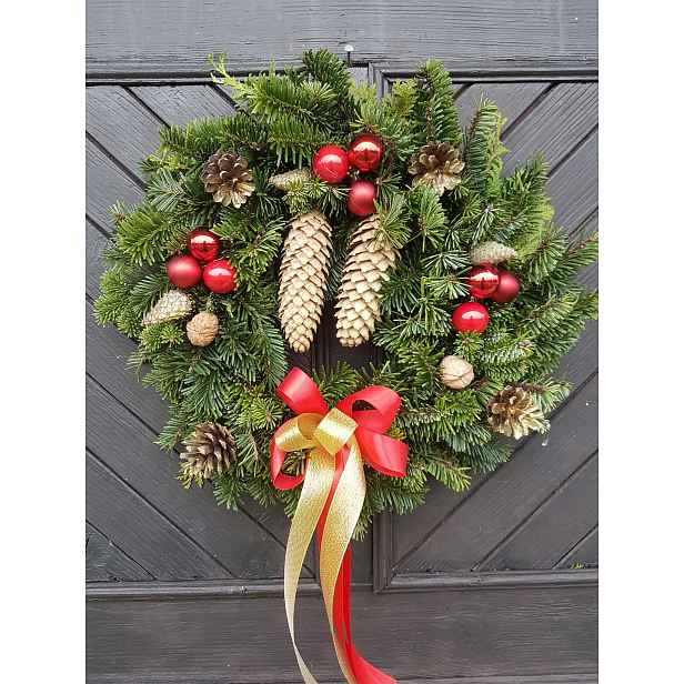 Věnec/věnec, živý, červený, průměr 40 cm