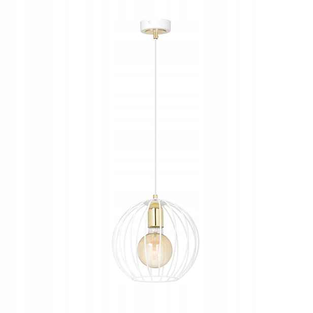 Závěsná lampa Albio 1 White moderní, loftová, bílá/zlatá