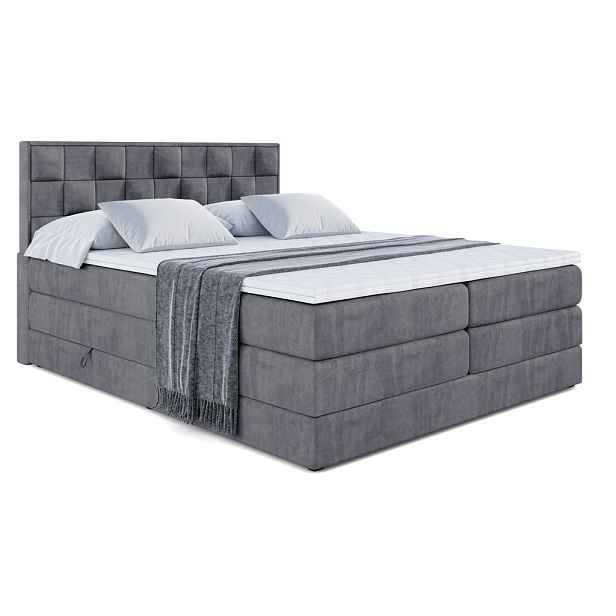 ALTDECOR BOXSPRINGOVÁ POSTEL s matrací H3/H4 - ZAFIRA-BZ KING - 200x200 cm Tmavě šedá