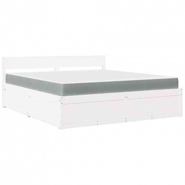vidaXL Postel se zásuvkami a matrací bílá 180x200 cm masivní borovice