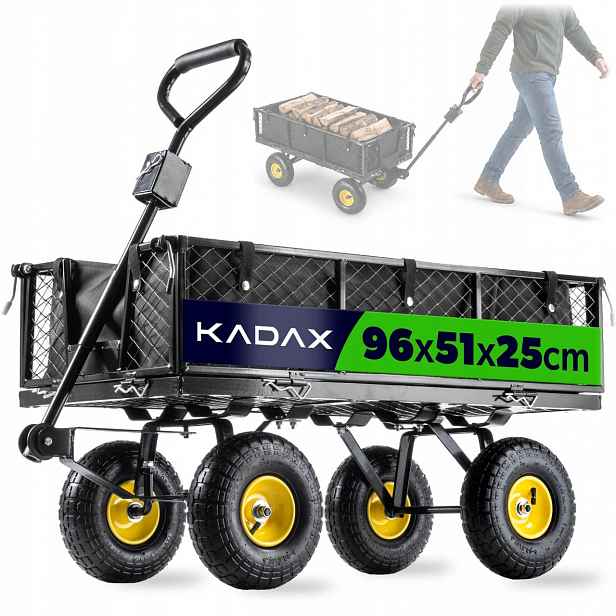 Zahradní Vozík 300 Kg Přepravní Přívěs Kolečko 3v1 Plachta Kola Velká