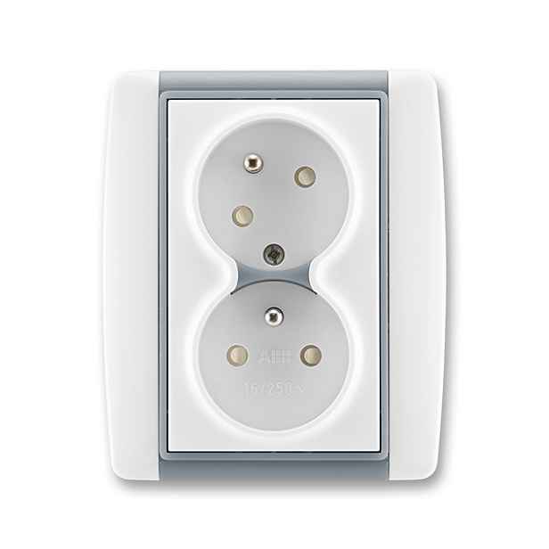 Zásuvka 230 V dvojnásobná kompletní ABB Element IP 40 bílá, ledová šedá