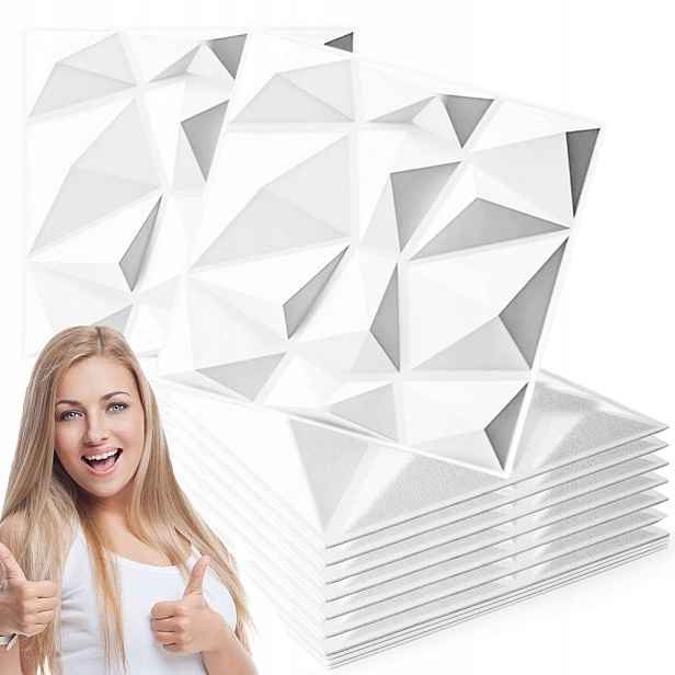 Bílá Kazeta Nástěnné Panely Stropní Kazety 3D Diamant Bílá 12X