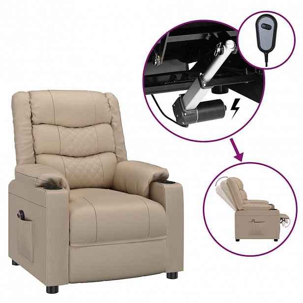 vidaXL Elektrické polohovací křeslo cappuccino umělá kůže