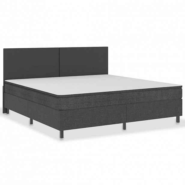 vidaXL Postel boxspring tmavě šedá textil 200 x 200 cm