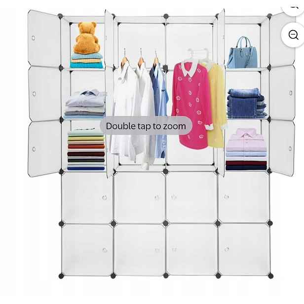 Skříň Songmics Homidec 147 x 180 x 45 cm bezbarvá Modulární regál 20 polic