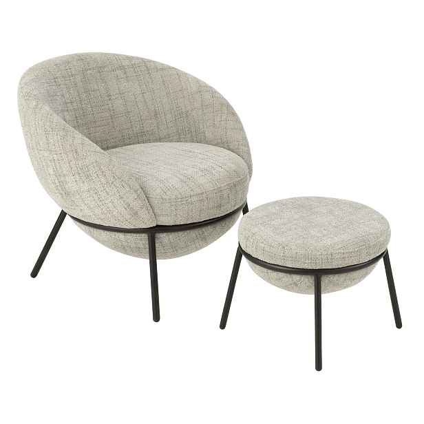 Světle šedé lounge křeslo s podnožkou Renon - 72*75*70 cm J-Line by Jolipa