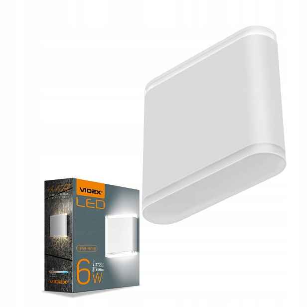 Venkovní nástěnné Led svítidlo bílé, fasádní, svítící nahoru/dolů, 2700K, IP54 Videx