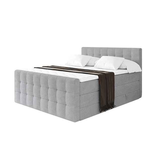 ALTDECOR BOXSPRINGOVÁ POSTEL s matrací H3/H4 - IGAN-Z KING - 180x200 cm Šedá