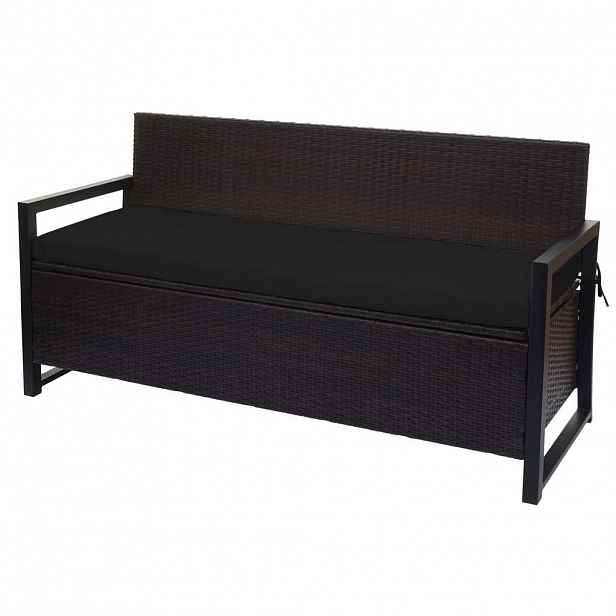 MCW POLY-RATTAN TŘÍMÍSTNÁ LAVIČKA Hnědá, černá