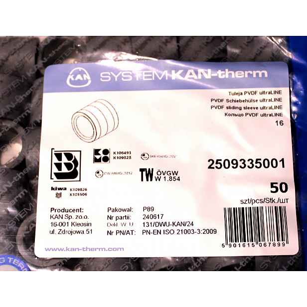 Nasouvací pouzdro Pvdf KAN-therm UltraLine-16 250933 50 ks