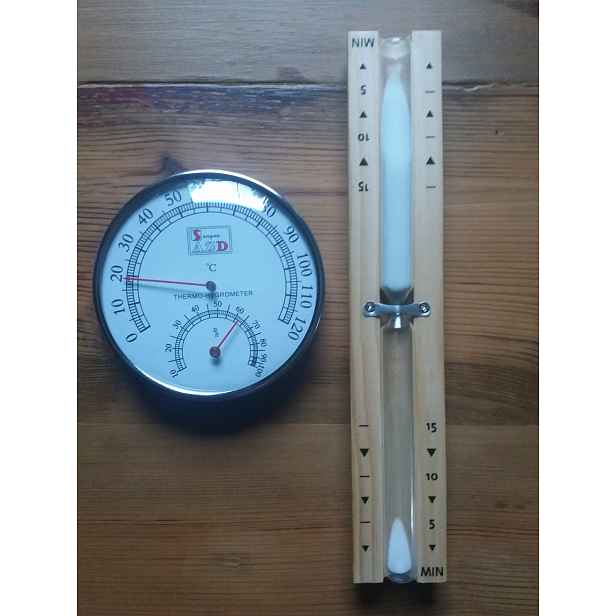 Přesýpací hodiny a teploměr do sauny Sada sauna