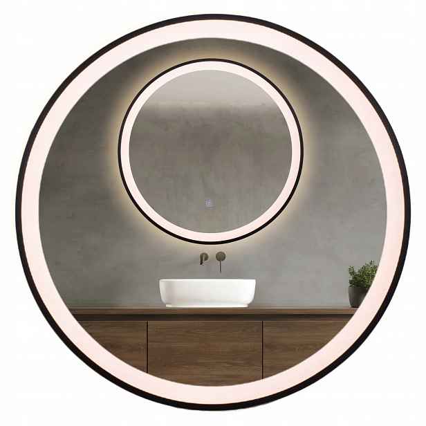 Zrcadlo Podsvícené Led 60 cm Koupelnové Černé Kulaté Venus Balneo