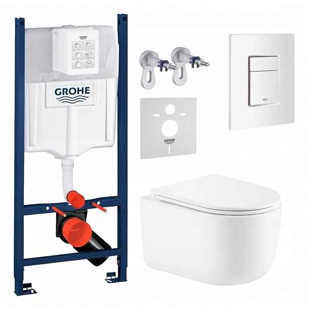 Sada Wc Rám Grohe Rapid s mísou Wc Tornado Lesna a tlačítkem bílá