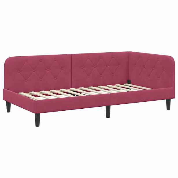 vidaXL Rohový rám postele Víno Červené 90 x 190 cm samet