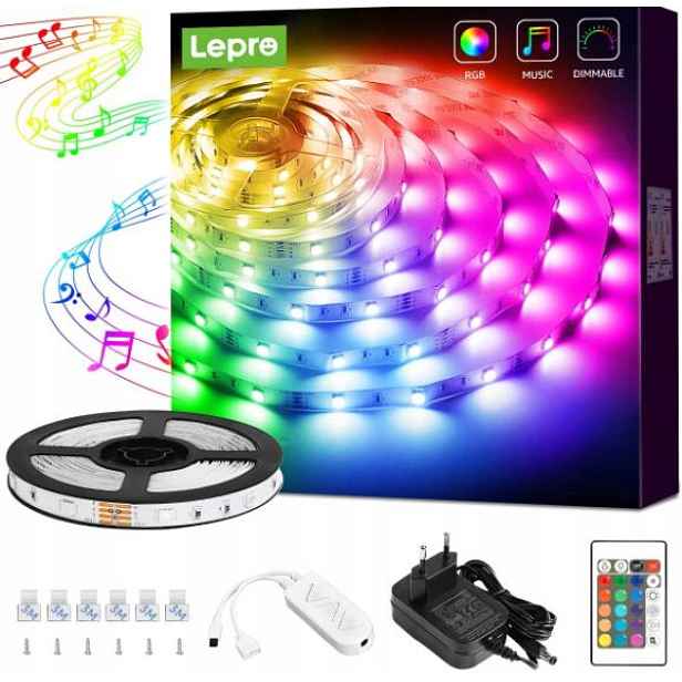 Led Hudební Páska Barevná S Dálkovým Ovládáním A Napájecím Zdrojem Anglický Vstup Zaseje