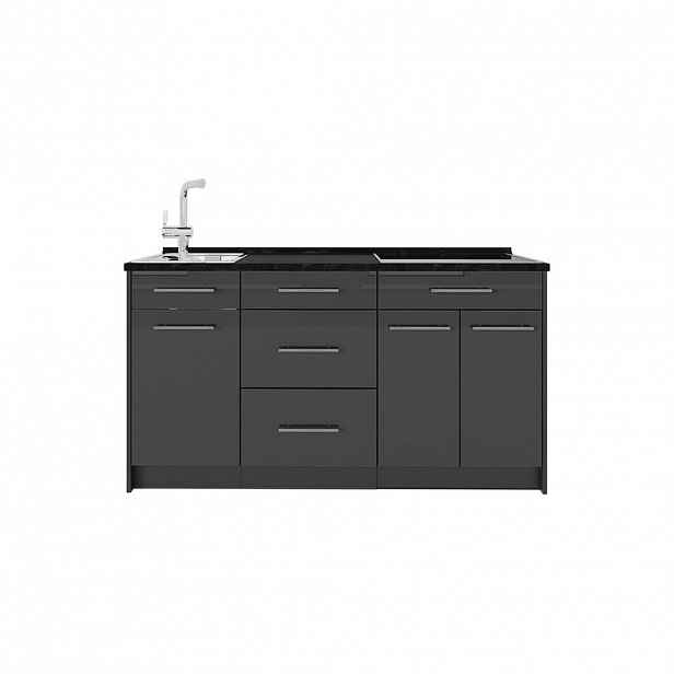 Vicco KUCHYŇSKÝ BLOK Fame-Line, Antracitový vysoký lesk/Antracit, 150 cm, PD Antracit