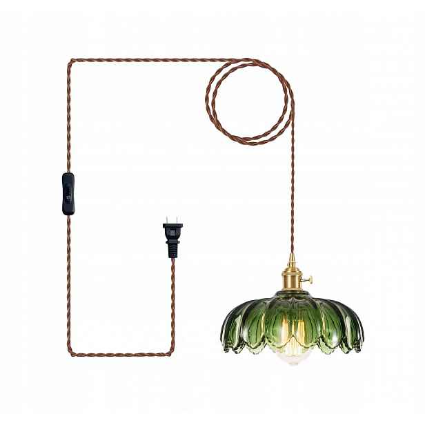 Závěsná Lampa Vintage zelená květina skleněná retro síťovaná skleněná lampa