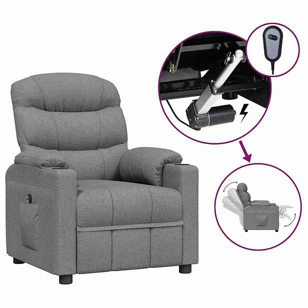 vidaXL Elektrické polohovací křeslo světle šedé textil