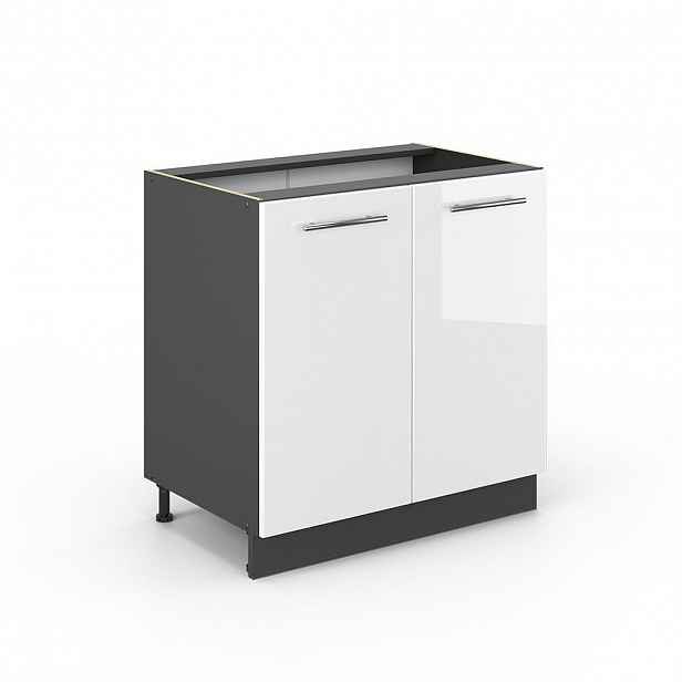 Vicco SPODNÍ SKŘÍŇKA KUCHYŇSKÉ LINKY Fame-Line, Bílá vysoký lesk/Antracit, 80 cm bez pracovní desky