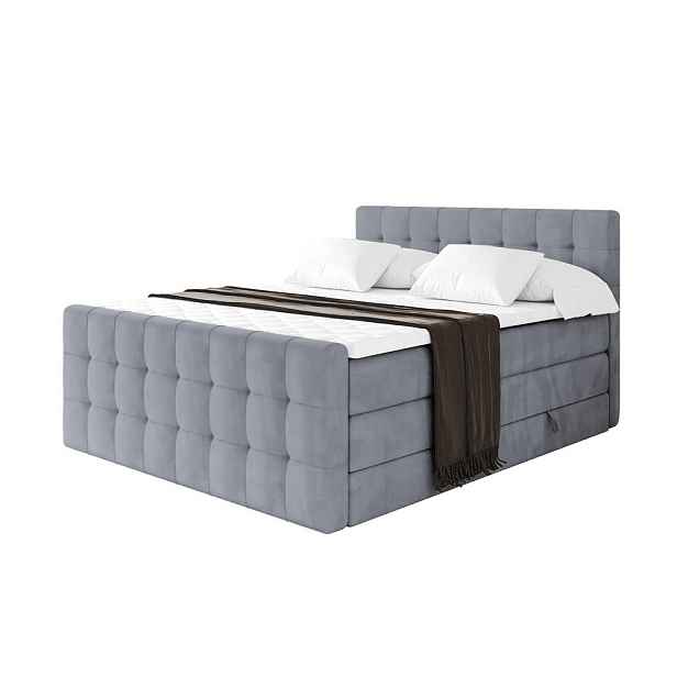 ALTDECOR BOXSPRINGOVÁ POSTEL s matrací H3/H4 - IGAN-Z KING - 160x200 cm Šedá