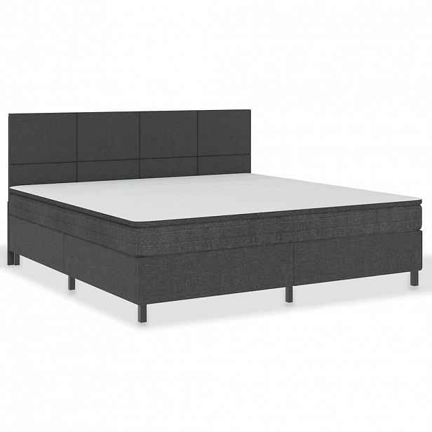 vidaXL Postel boxspring tmavě šedá textil 200 x 200 cm