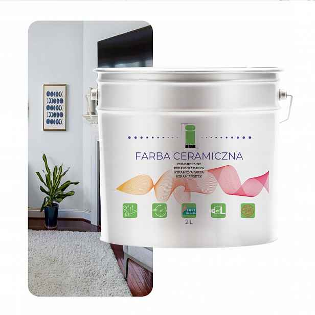 Barva Na Stěnu Keramická, Omyvatelná, Bílá, Rozbitá Na Modré 2 L, Skvrnitá