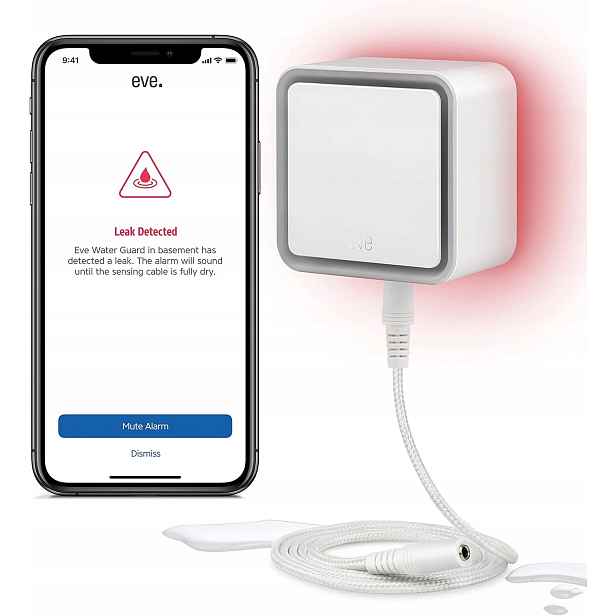 Eve Vodní Chránič Senzor Zaplavení 2 M Kabel 100 Db Homekit Iphone