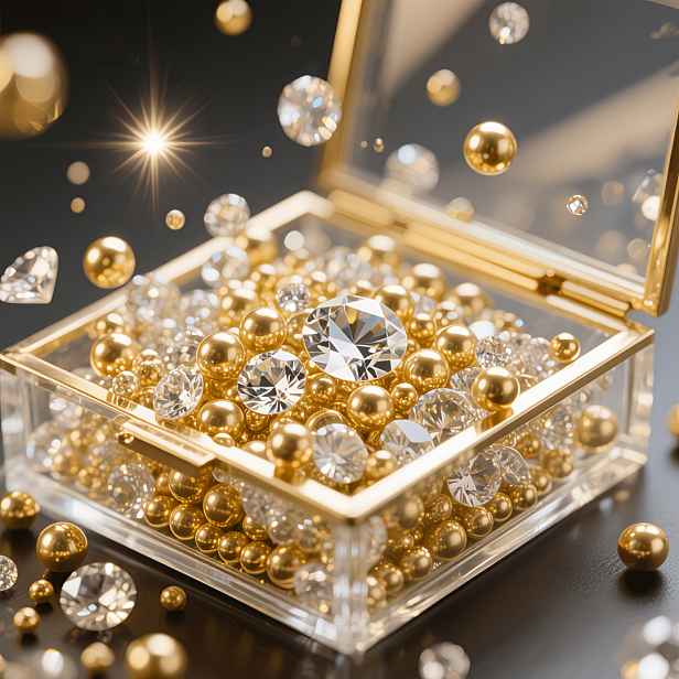 TEMU 4020 ks zlatých plovoucích korálků a transparentních imitací diamantů, vhodné pro výplň váz, tvorbu aranžmá na stůl jako dekorativní korálky do