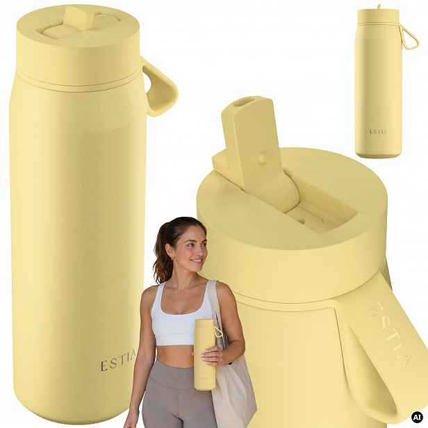 Termohrnek láhev na pití Máslový žlutý Láhev 500 ml na čaj a kávu 12h-24h