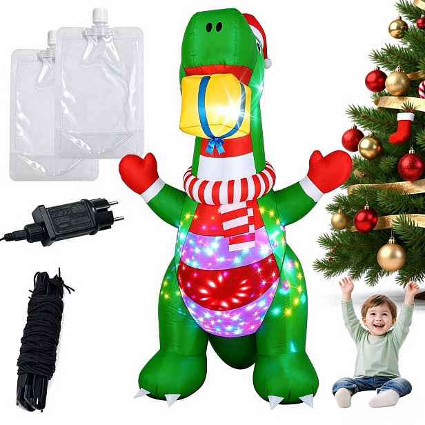 Velká Nafukovací vánoční ozdoba Dinosaurus 240 CM Vánoční Ozdoba Led