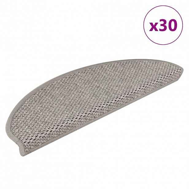 vidaXL Samolepicí rohože na schody Sisal-Look 30 ks 65x21x4cm Stříbrná