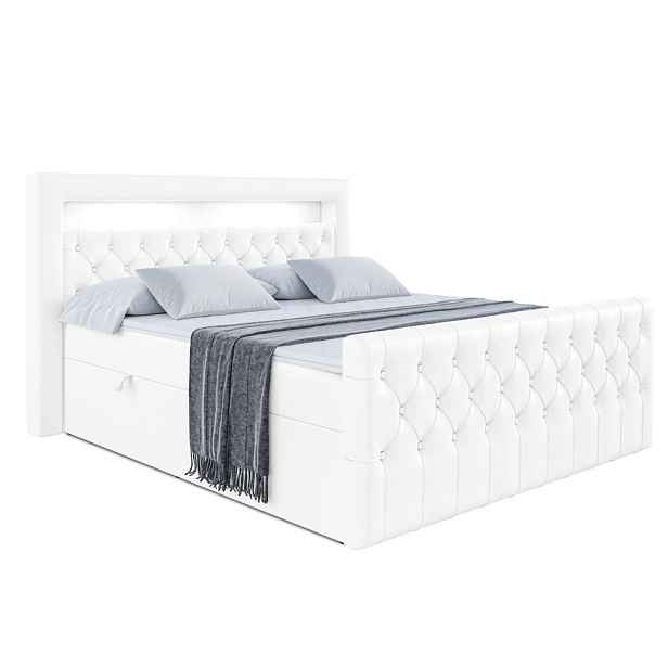 ALTDECOR KONTINENTÁLNÍ POSTEL s matrací H4 - AURORA - 200x200 cm Bílá