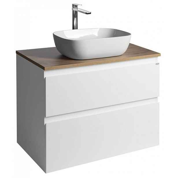 Aqualine Altair - Umyvadlová skříňka 60x78x45 cm, 2 zásuvky, bílá/dub emporio AI280-02
