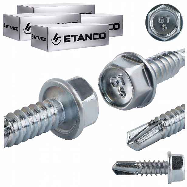 Samovrtné šrouby do kovu 6 mm 6,3 x 25 mm Pozink 2000 ks Etanco GT6