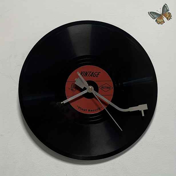 TEMU 12palcový hudební černý vinylový nástěnný hodiny s hudebními , umělecké dekorativní hodiny do hudební místnosti, ručně vyráběné exkluzivní