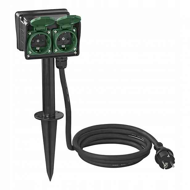 Zahradní zásuvka s hrotem, kabel na tyči 2 m, IP44 4, zásuvky 230 V Proplus