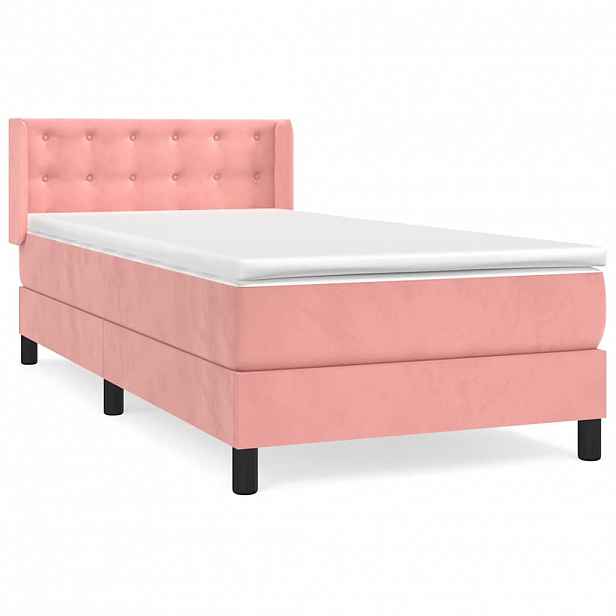 vidaXL Box spring postel s matrací růžová 80 x 200 cm samet