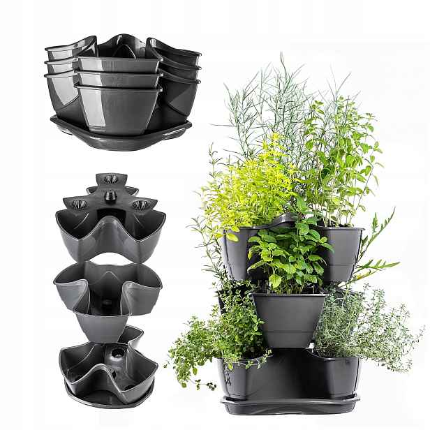 Květináč Květináč Obal Plastová Kaskáda Trojitý Záhon 3v1