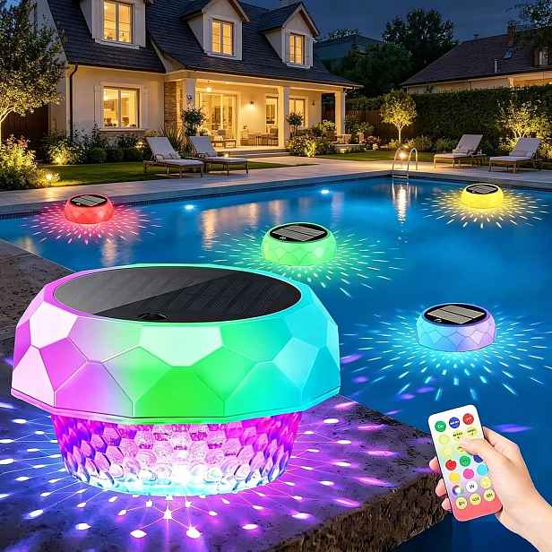 Solární Lampa Led Rgb Do Bazénu Rybníka S Dálkovým Ovládáním IP68