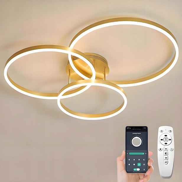 Stropní Svítidlo Moderní Zlatý Stropní Svítidlo Ring Led Lustr S Dálkový Ovladač