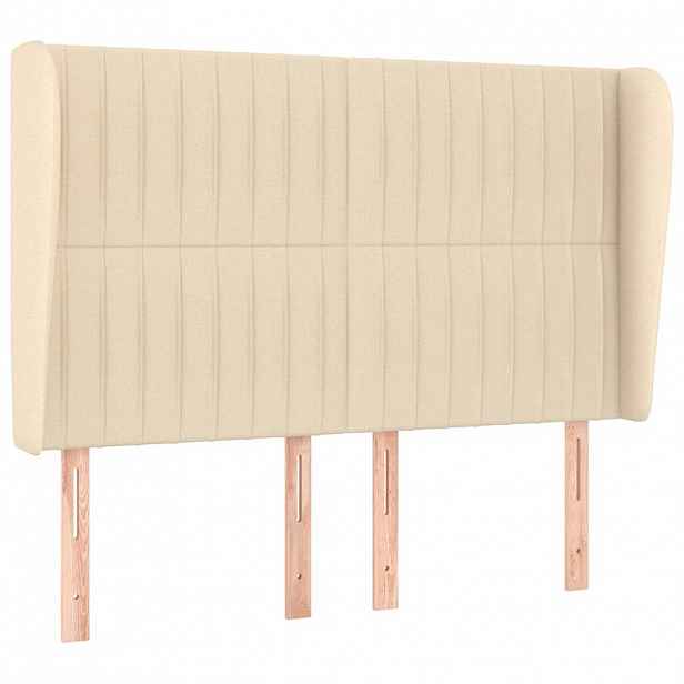 vidaXL Čelo postele typu ušák krémové 147x23x118/128 cm textil