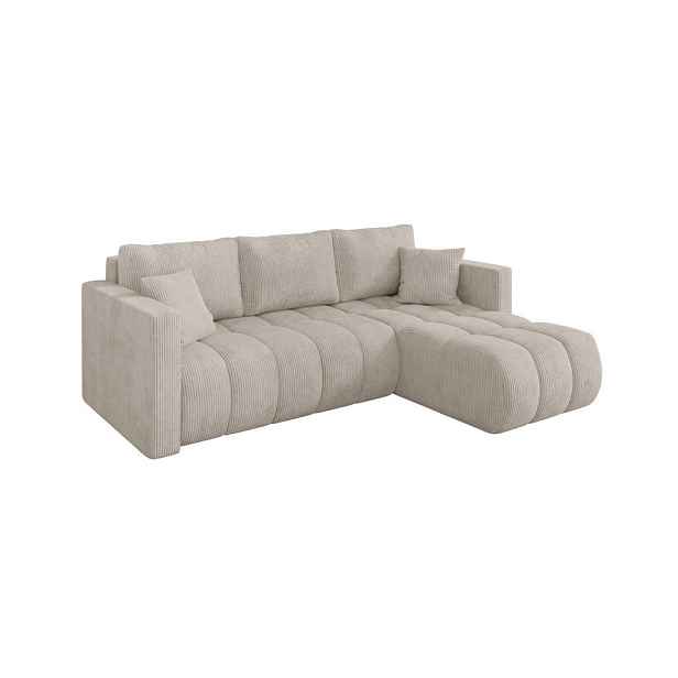 ALTDECOR ROHOVÁ SEDAČKA s funkcí spaní, otoman vpravo GARD-L 226x146x85 krémová manšestr