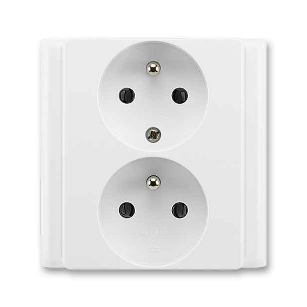 Zásuvka 230 V 81×81 dvojnásobná kompletní ABB Classic jasně bílá