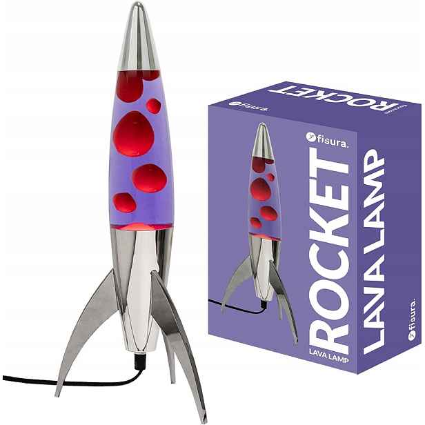 Lava Lampa Raketa 45 cm Fialovo-červená Retro