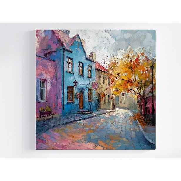 Obraz Na Plátně Canvas Město Ulička Domy Kamení Podzim Pohled 50x50