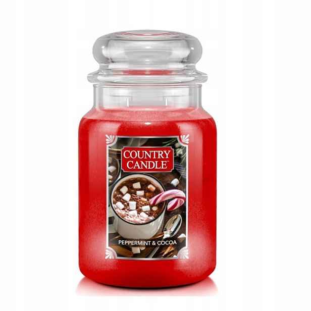Peppermint Cocoa Country Candle velká vonná svíčka se dvěma knoty
