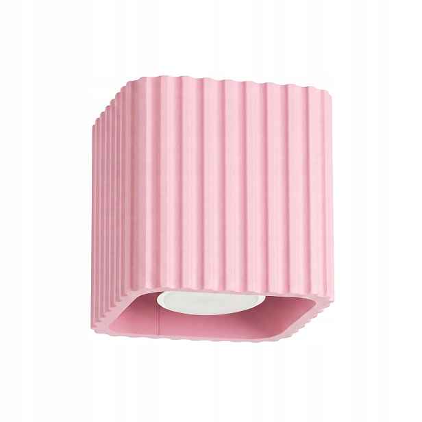 Sollux Lighting stropní spot Riff růžový rýhovaný čtvercový 1xGU10 10W